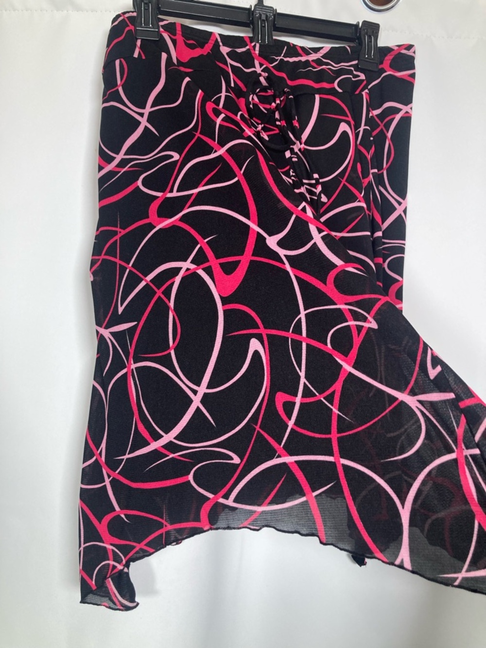 VTG Judy Knapp California Y2K Pink Abstract Swirl Midi Skirt Size L Fairy Grunge - Picture 4 of 10